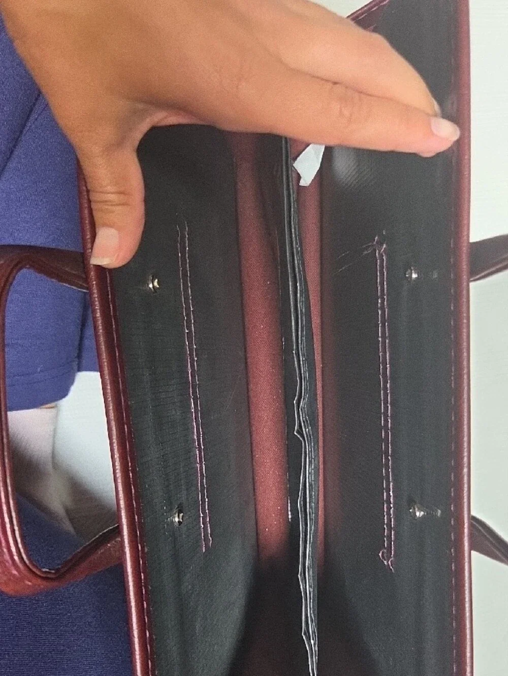 Vintage Stoops Burgundy Faux Leather Portfolio Briefcase Organizer Bag Handled